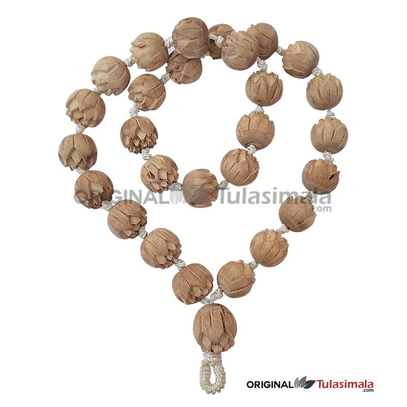ISKCON Original Tulasi Japa Mala Lotus Carved 12mm Beads